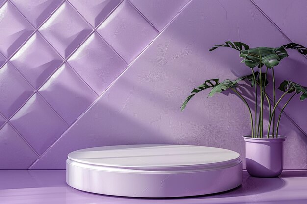 Chic Purple and White 3D Podium on Premium Background Mockup