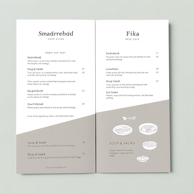 Photo chic scandinavian cafe menu with minimalist designs and cool mute menu layout idea for brand designd