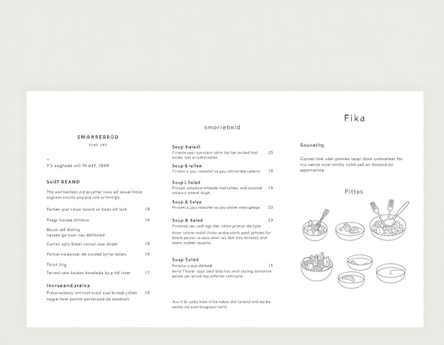 Chic Scandinavian Cafe Menu With Minimalist Designs and Cool Muted Colors Sections Include Smor