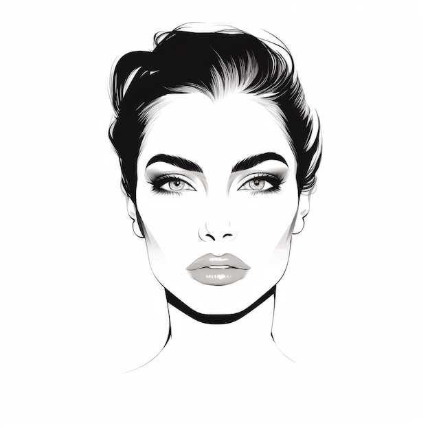 Photo chic and simple black and white vector portrait of a woman