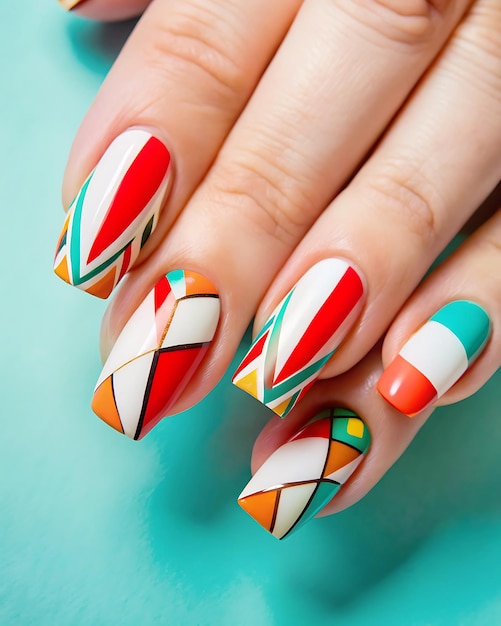 Chic and simple nail art with unique geometric shapes for a modern look