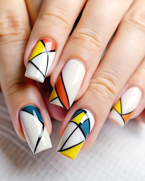 Chic and simple nail art with unique geometric shapes for a modern look