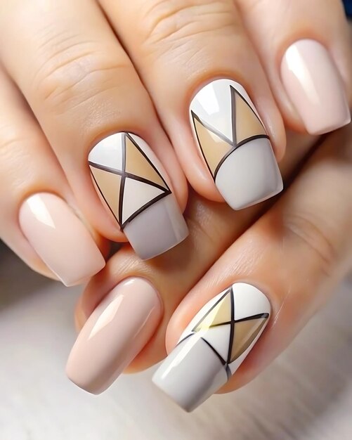 Chic and simple nail art with unique geometric shapes for a modern look