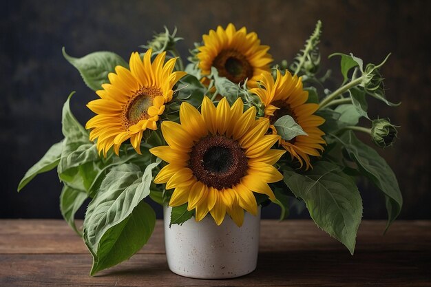 Chic sunflower bouquet with greenery