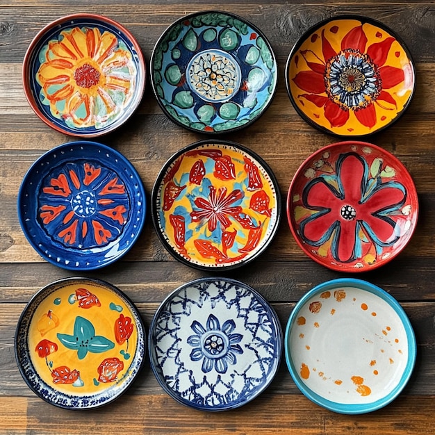 Chic tapas plates with vibrant colors and stylish designs