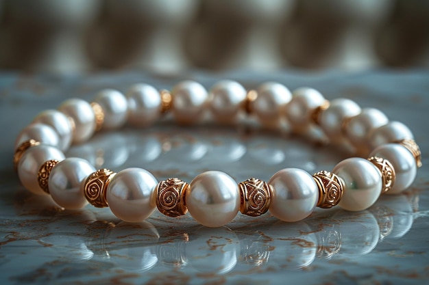 Chic White Pearl Bracelet with Gold Accents Timeless Elegance in Jewelry