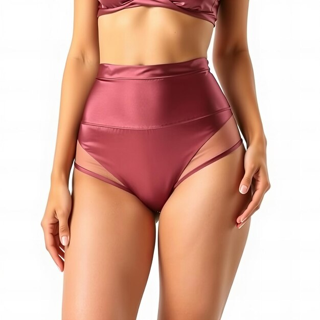 Photo chic woman wearing a satin highwaisted brief panty with a sleek luxurious finish