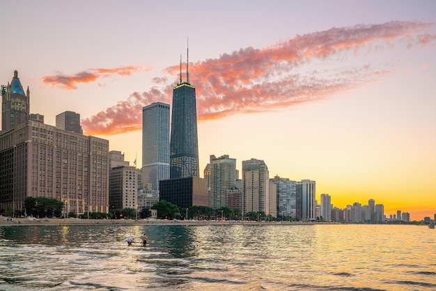 Chicago downtown skyline cityscape of USA