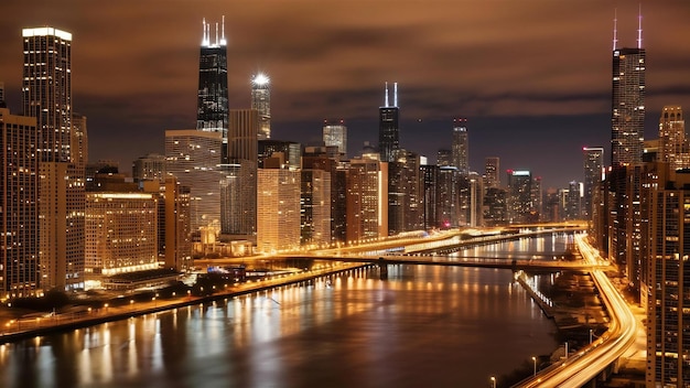 Chicago night panorama