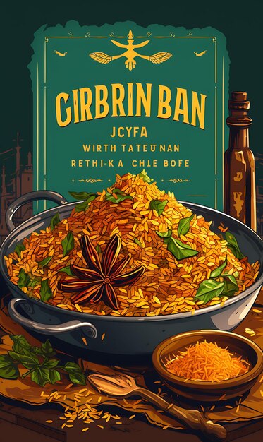 Chicken Biryani Dish Poster With Basmati Rice and Saffron Wa Indian Celebrations Lifestyle Cuisine