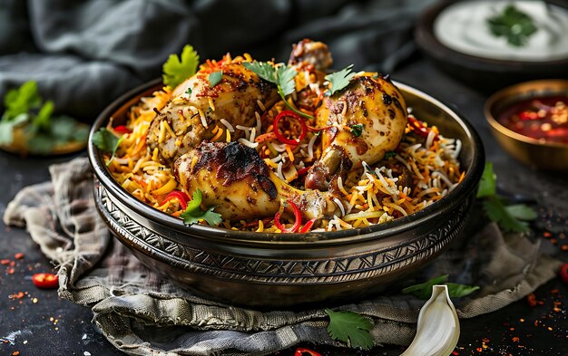 Chicken Biryani with basmati rice indian cuisine