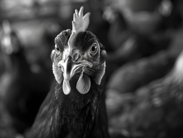 Photo chicken in black and white