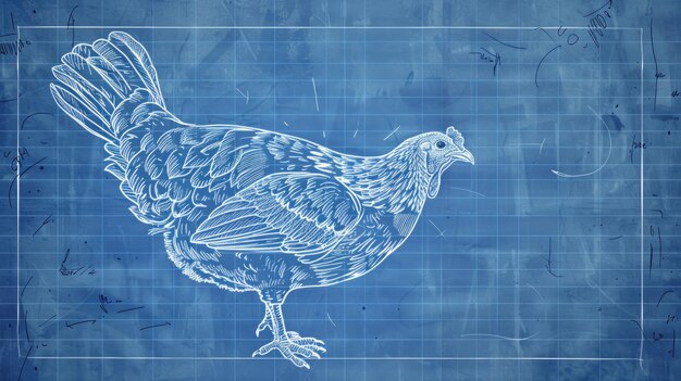 Photo chicken on blue background