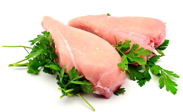 Chicken breast meat on white background