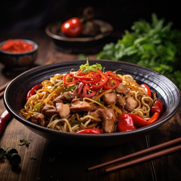 chicken and cabbage noodle dish from tsingtao