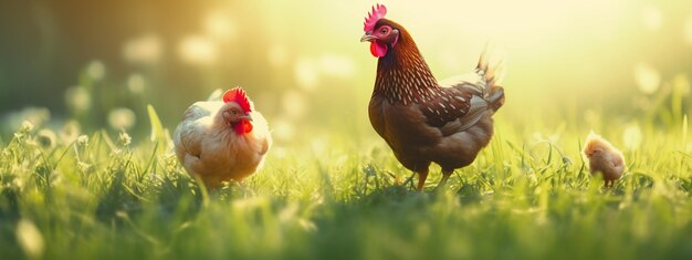 Chicken and chicken on the farm Generative AI