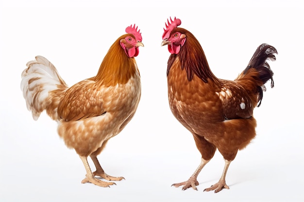 chicken cock hen poultry on a white background