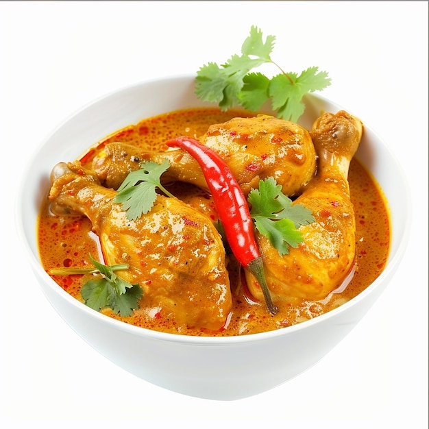 Chicken curry on isolated white background