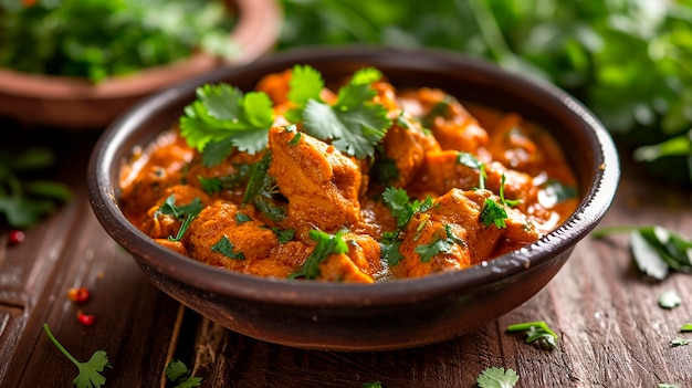 Chicken curry in a plate Selective focus