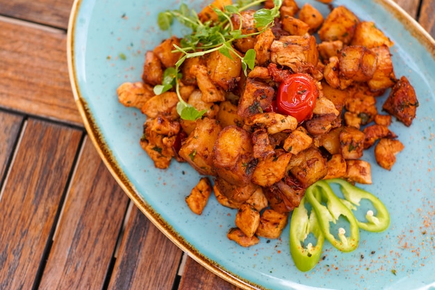 Chicken dish on a restaurant table