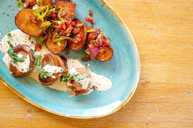 Chicken dish on a restaurant table