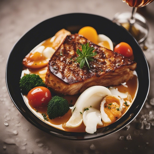 A chicken dish on a restaurant table