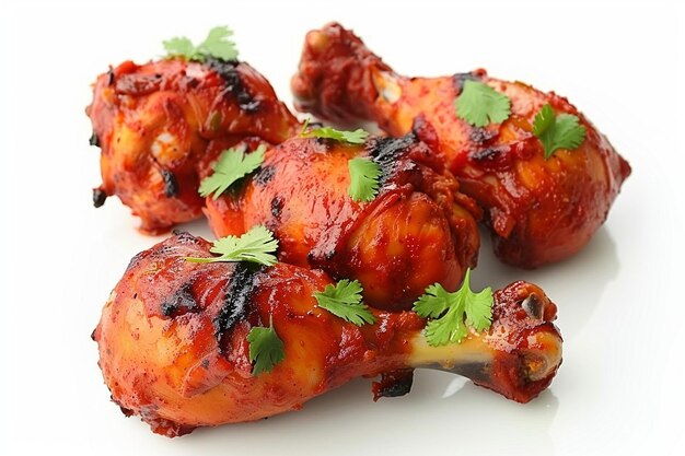 Chicken drumstick chicken tandoori kebab chicken legs isolated on white background