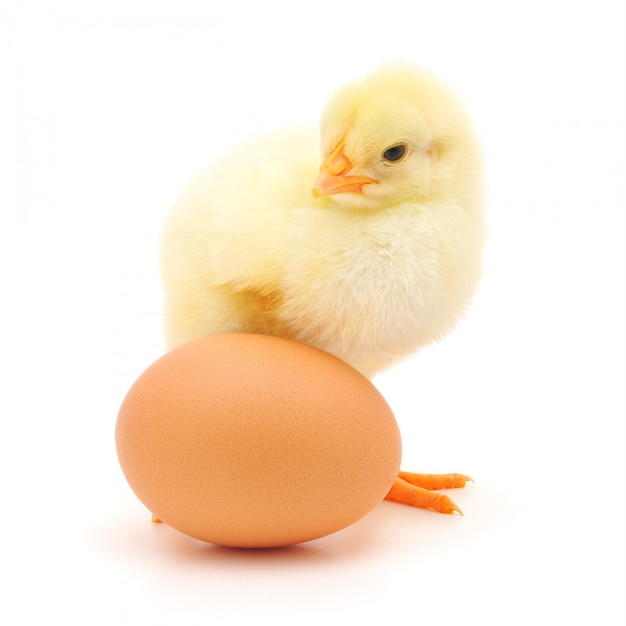 Chicken and egg isolated on white background