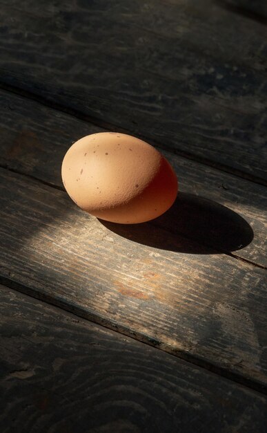 Chicken egg on a wooden background Concept market eggs food