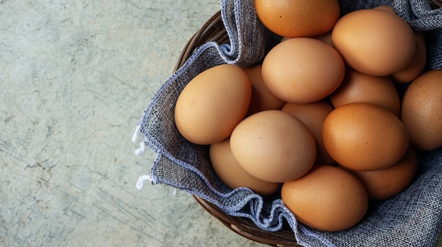 Chicken eggs in a basket