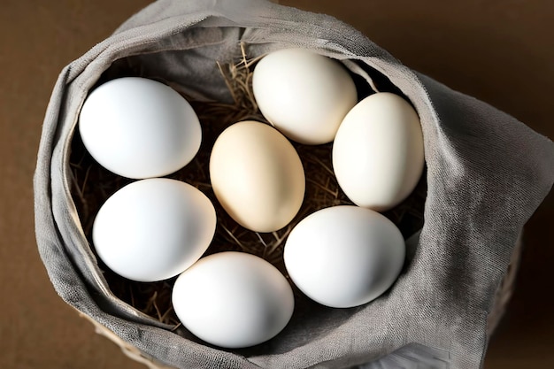 Chicken eggs in a basket