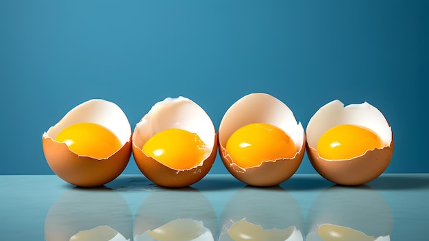 chicken eggs on a blue background breakfast food