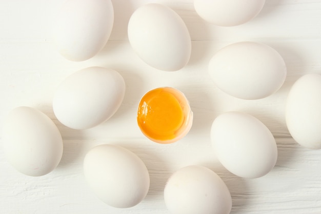 Chicken eggs on the table farm products natural eggs