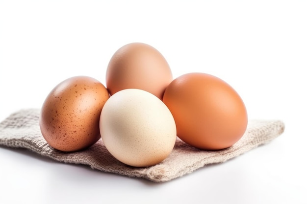 Chicken Eggs On White Background Generative AI