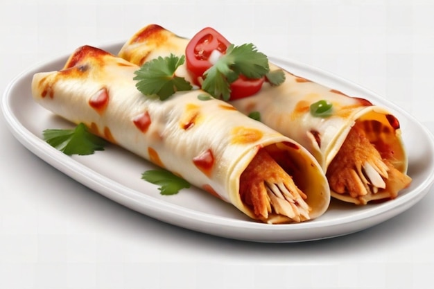 Chicken enchiladas isolated on transparent background