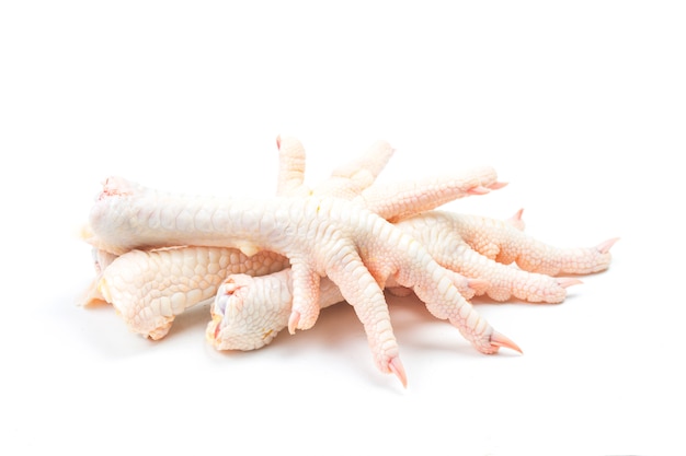 Chicken feet on white background