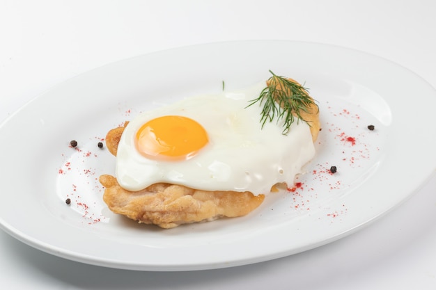 Chicken fillet in batter with egg