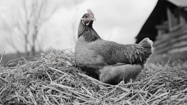 Chicken on Hay Pile