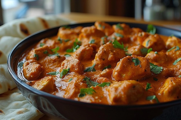 Chicken korma with garlic naan bread