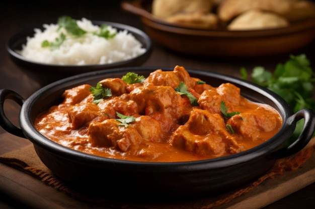 Chicken masala indian pan White top Generate Ai