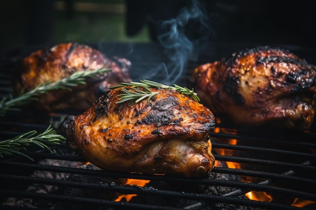 Chicken meat on grill Generate Ai