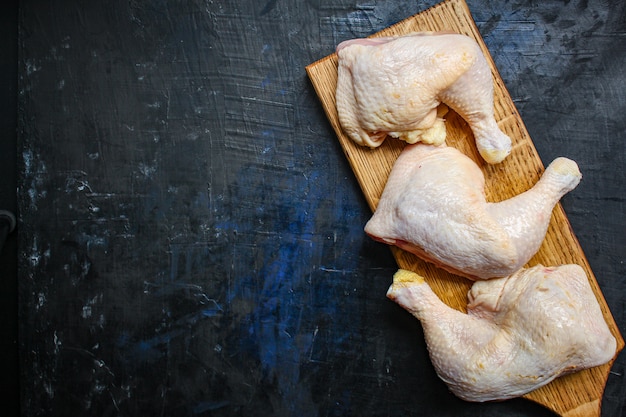 Chicken meat pieces raw hen legs thighs natural product