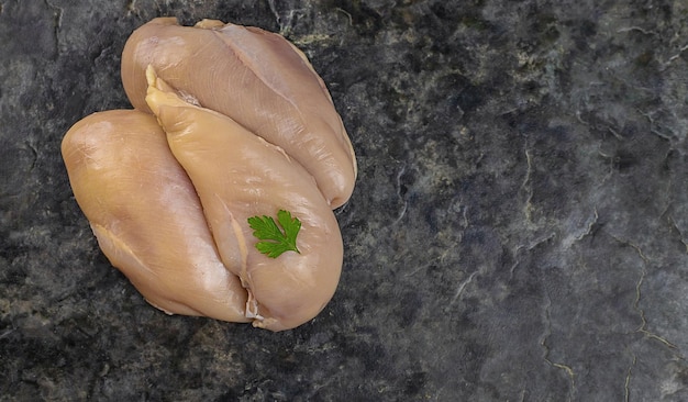 Chicken meat on the table Selective focus