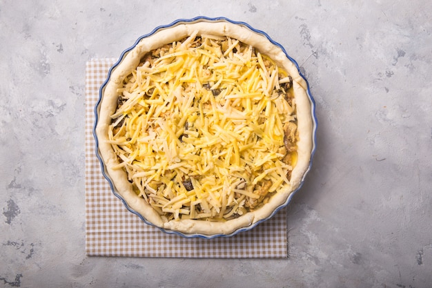 Chicken and mushroom tart with puff pastry crust