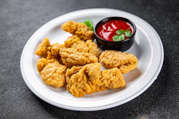 chicken nuggets fast food deep fried poultry meat meal food snack on the table copy space food