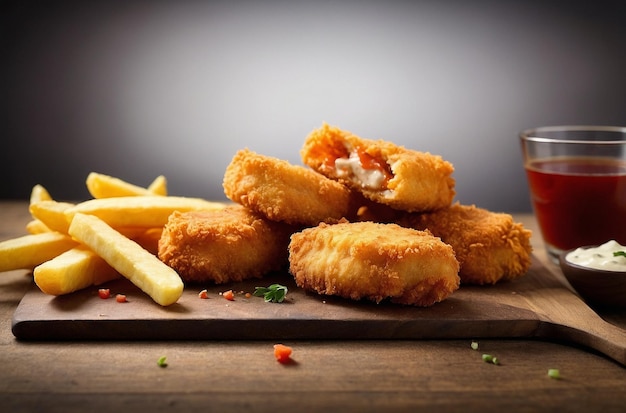 Chicken nuggets kfc style with french fries