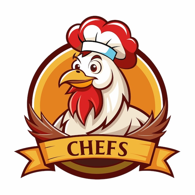 Chicken playing guitar cartoon character logo