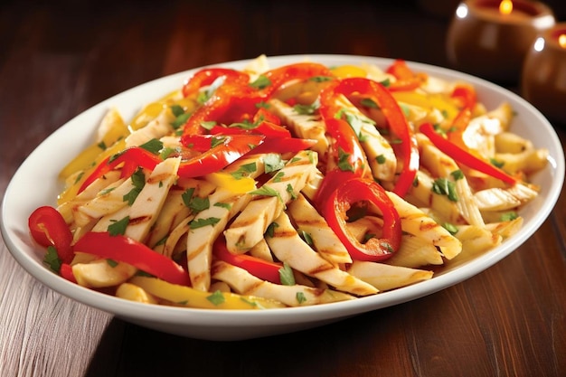 Chicken Salad with Bell Pepper Strips