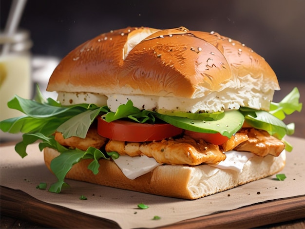 Chicken sandwich with lettuce