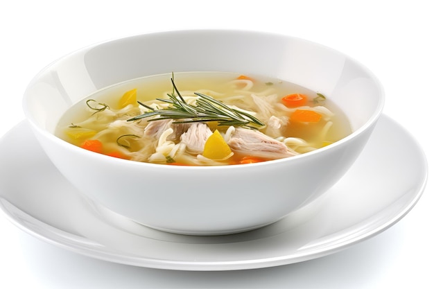 Chicken Soup White Bouillon with Vegetables Homemade Meat Broth Abstract Generative Ai Illustration